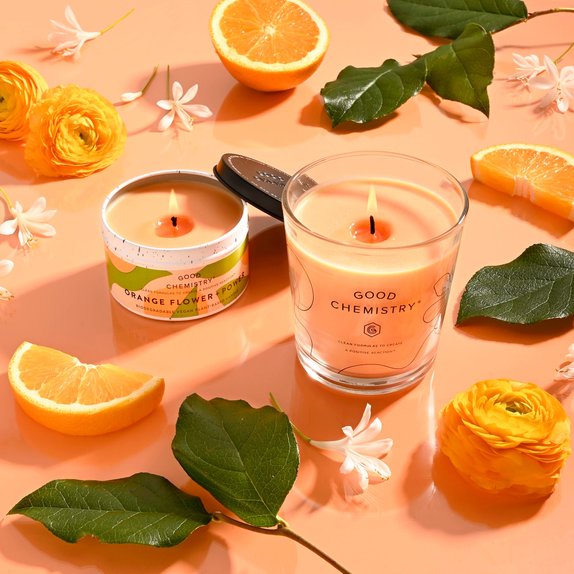 Orange Flower + Power Reusable Glass Candle - Thumbnail 2