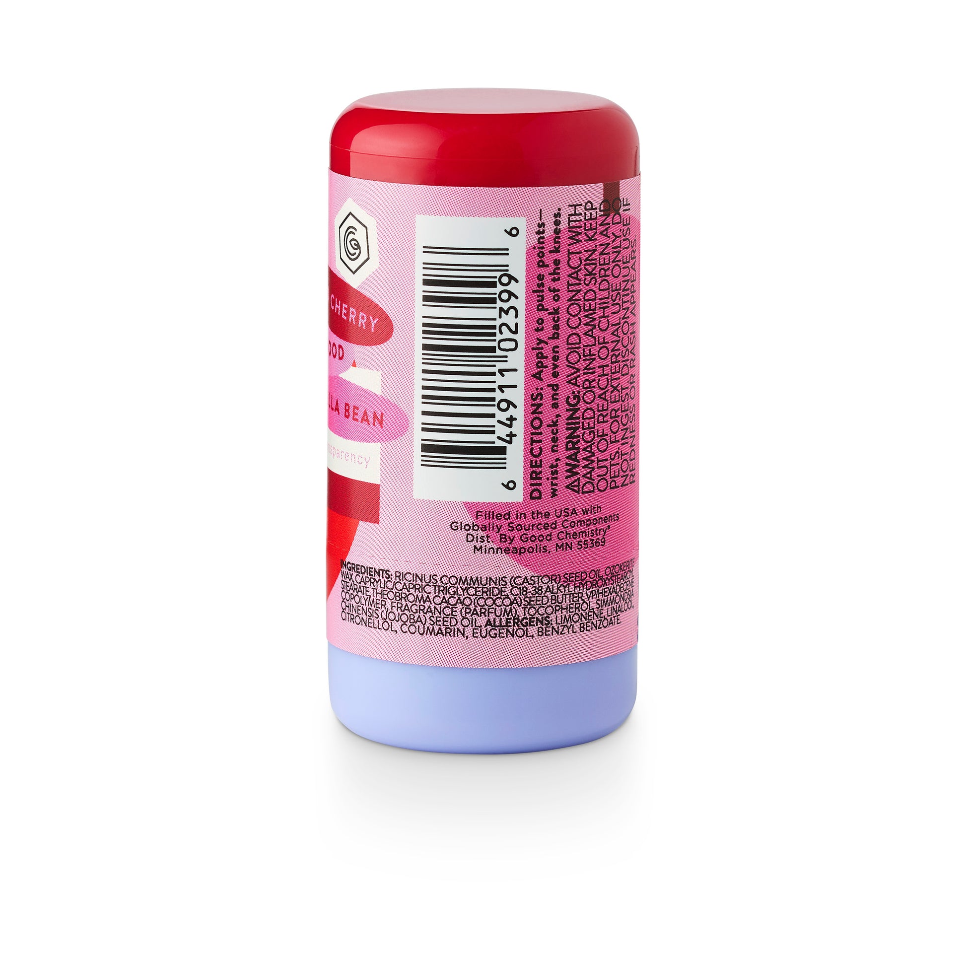 Cherry Crush Solid Perfume side  with a red cap and pink label on a white background