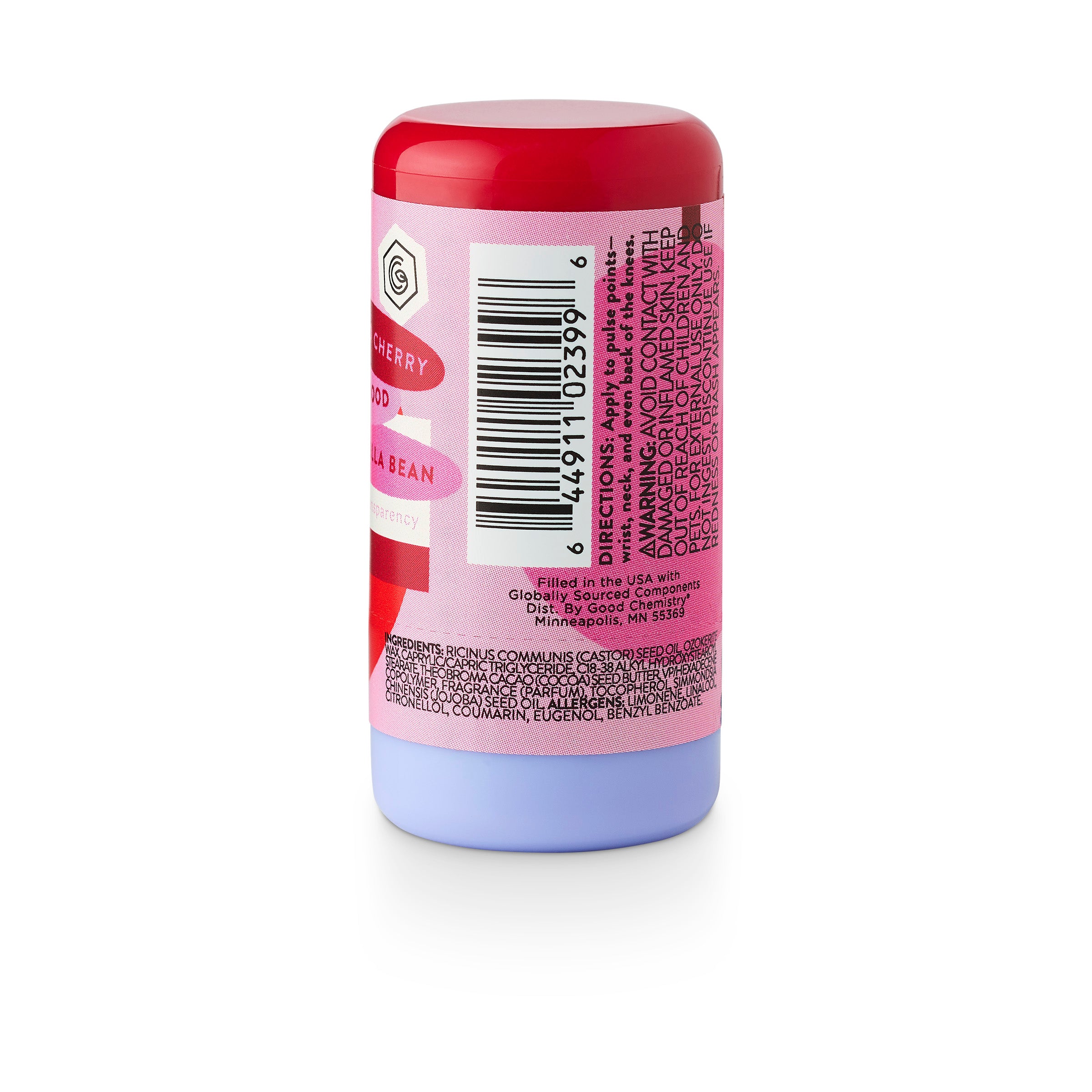Cherry Crush Solid Perfume side  with a red cap and pink label on a white background