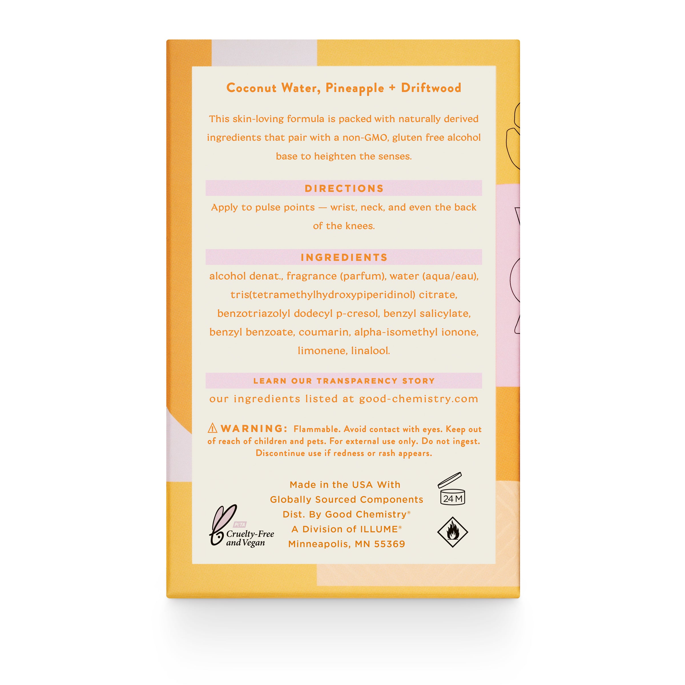 Good Chemistry Coco Blush Product packaging with directions and ingredients on a white background