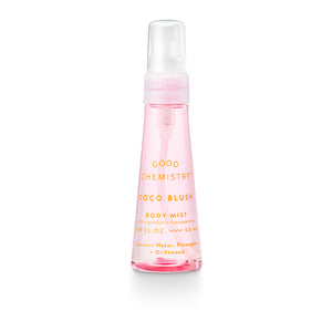 Good Chemistry Coco Blush body mist bottle on a white background