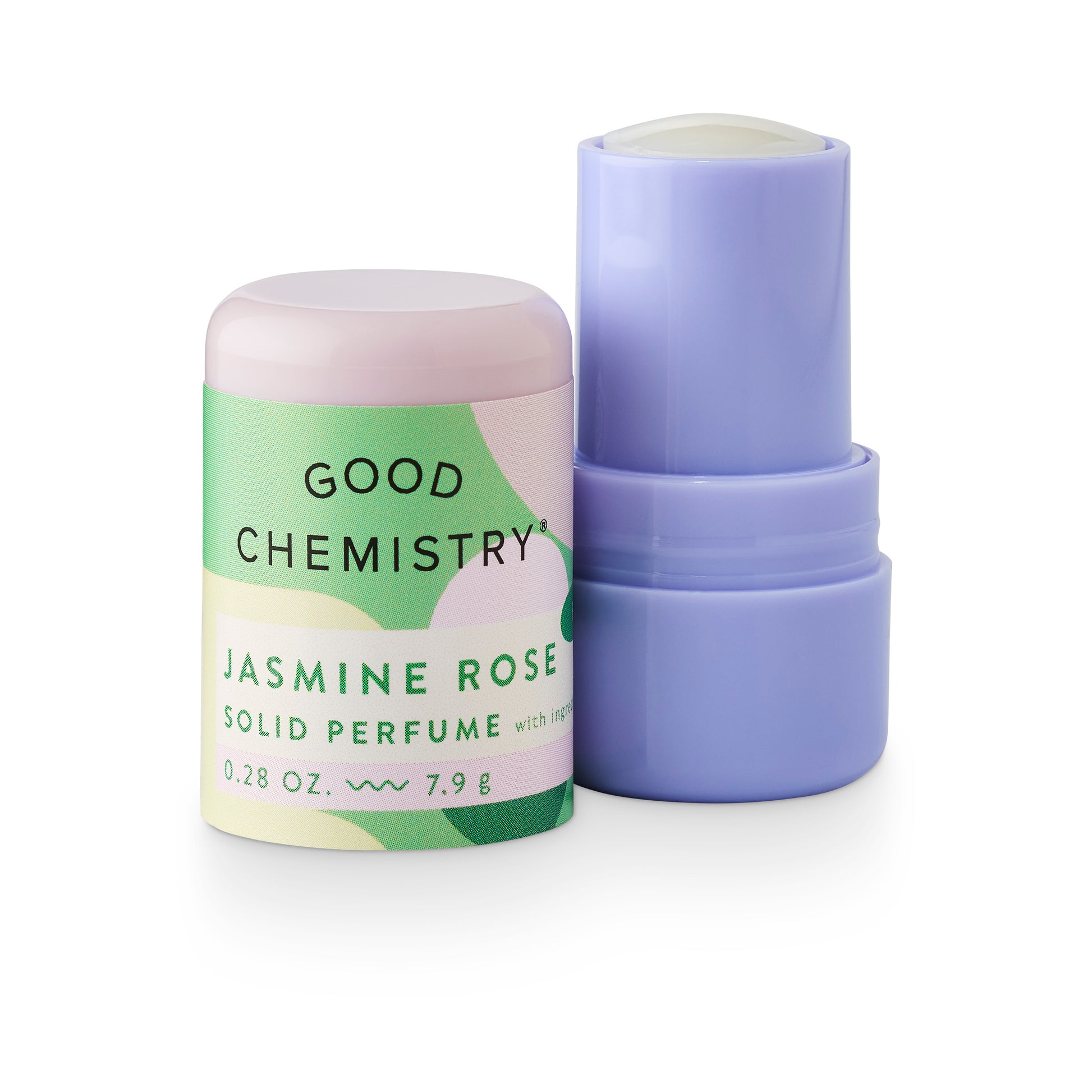 Jasmine Rose solid perfume stick on a white background
