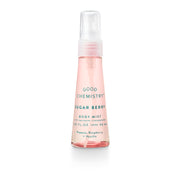 Body mist bottle labeled 'Good Chemistry Sugar Berry' on a white background