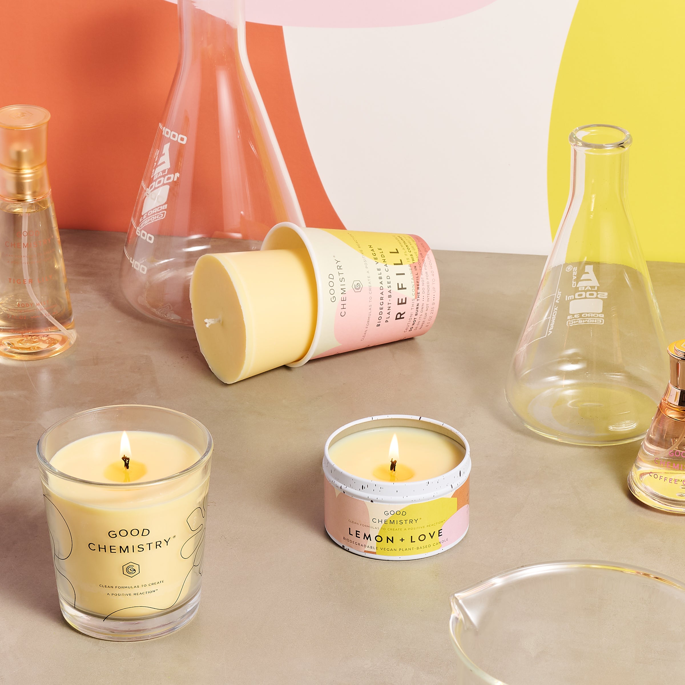 Lemon + Love Reusable Glass Candle - Thumbnail 4