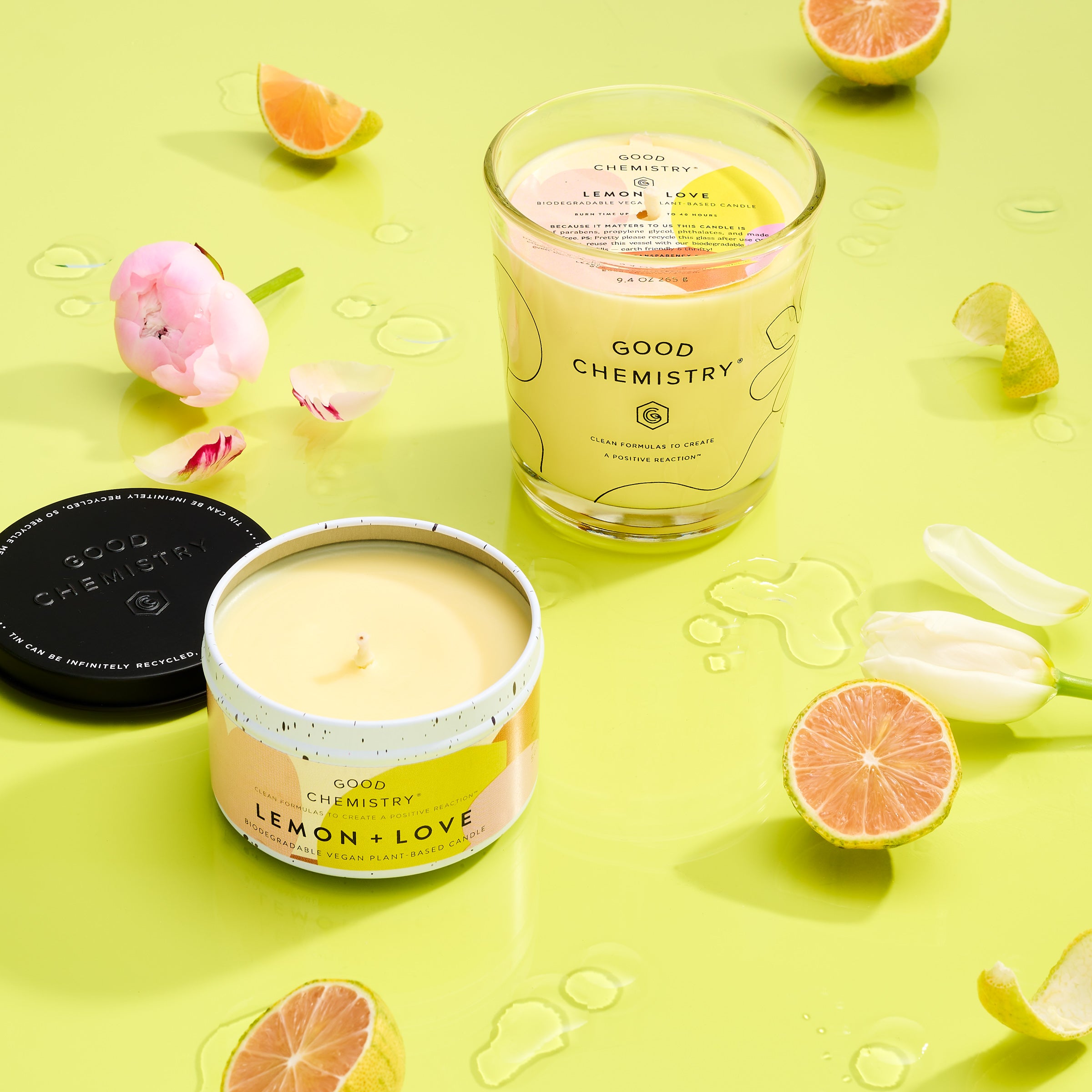 Lemon + Love Reusable Glass Candle