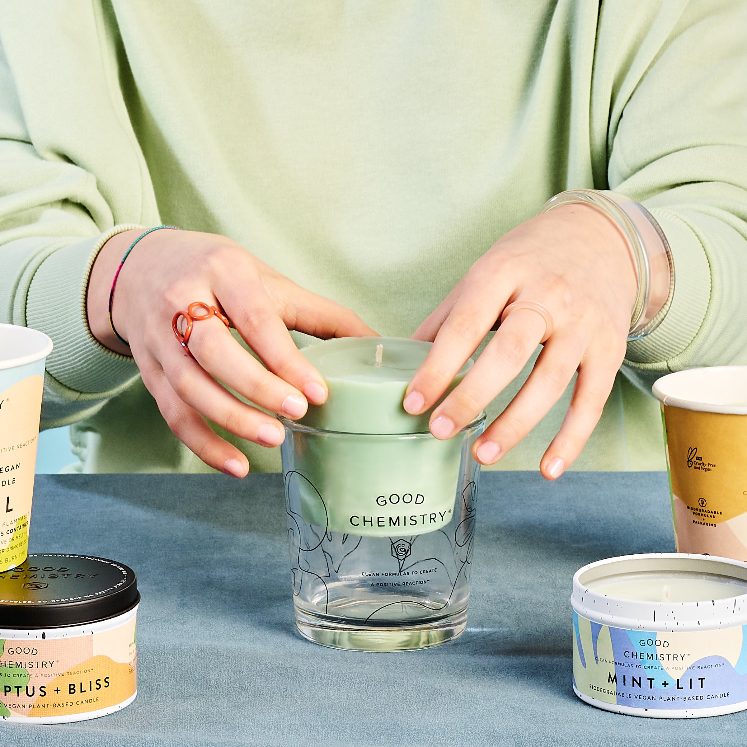 Eucalyptus + Bliss Reusable Glass Candle