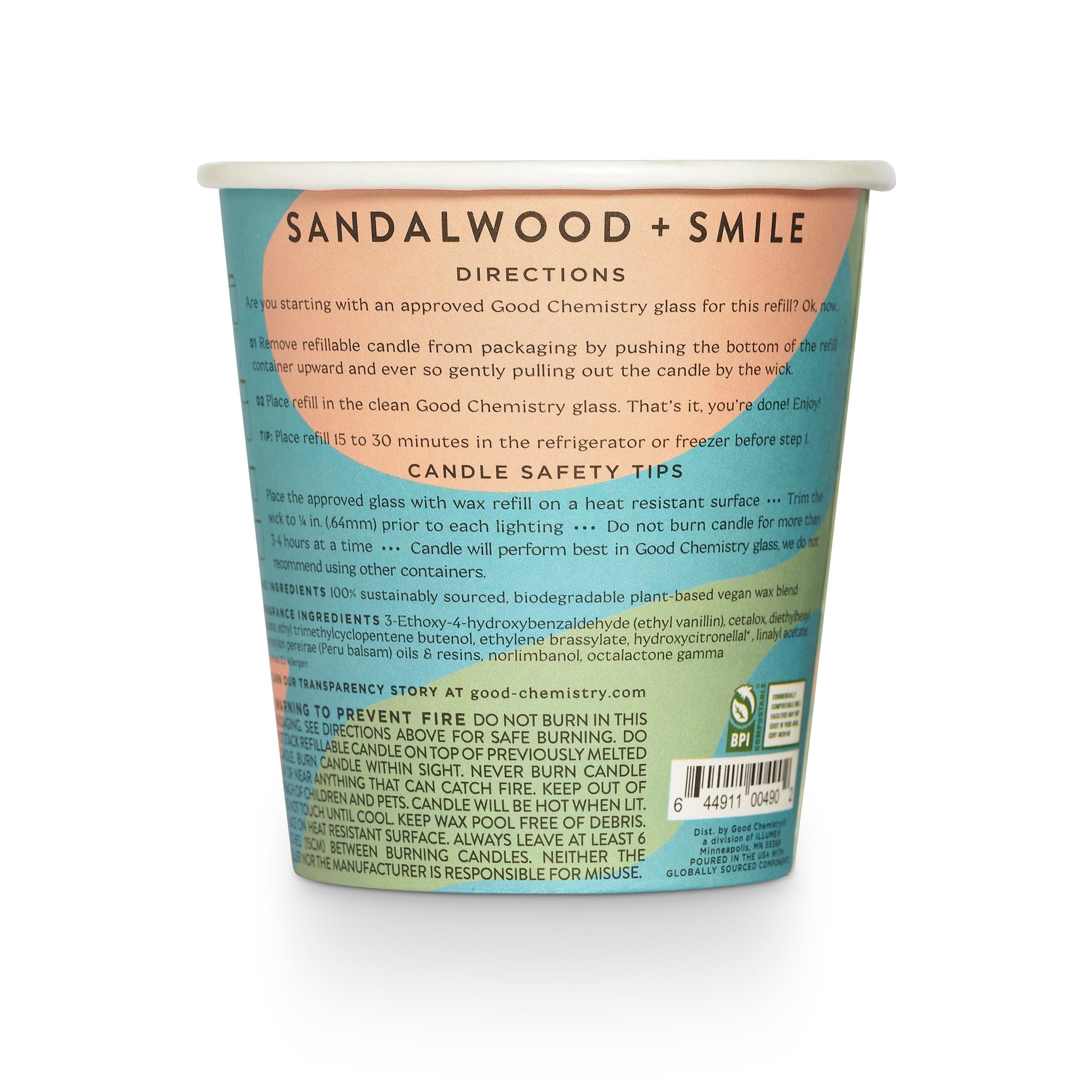 Sandalwood + Smile Biodegradable Candle Refill
