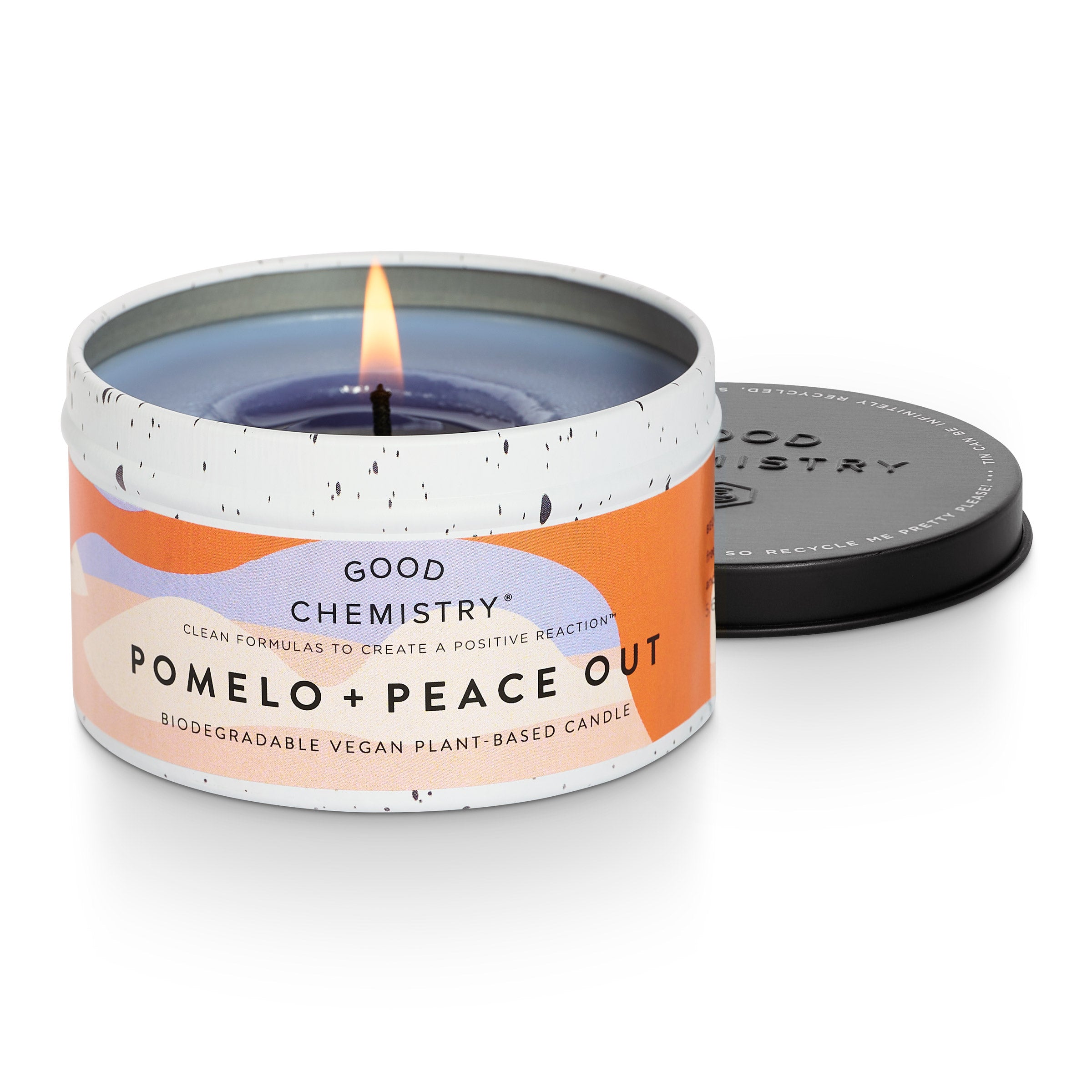 Pomelo + Peace Out PlantBased Vegan Recyclable Candle Tin Good Chemistry