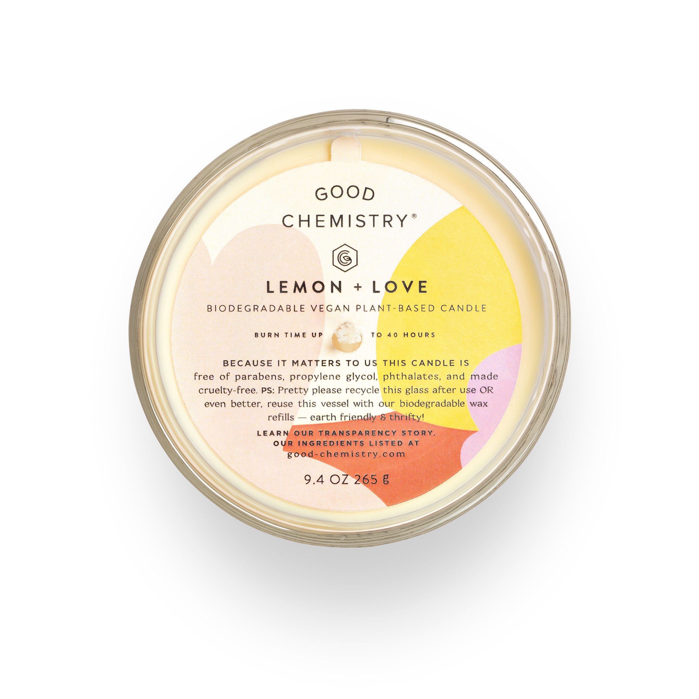 Lemon + Love Reusable Glass Candle - Thumbnail 5
