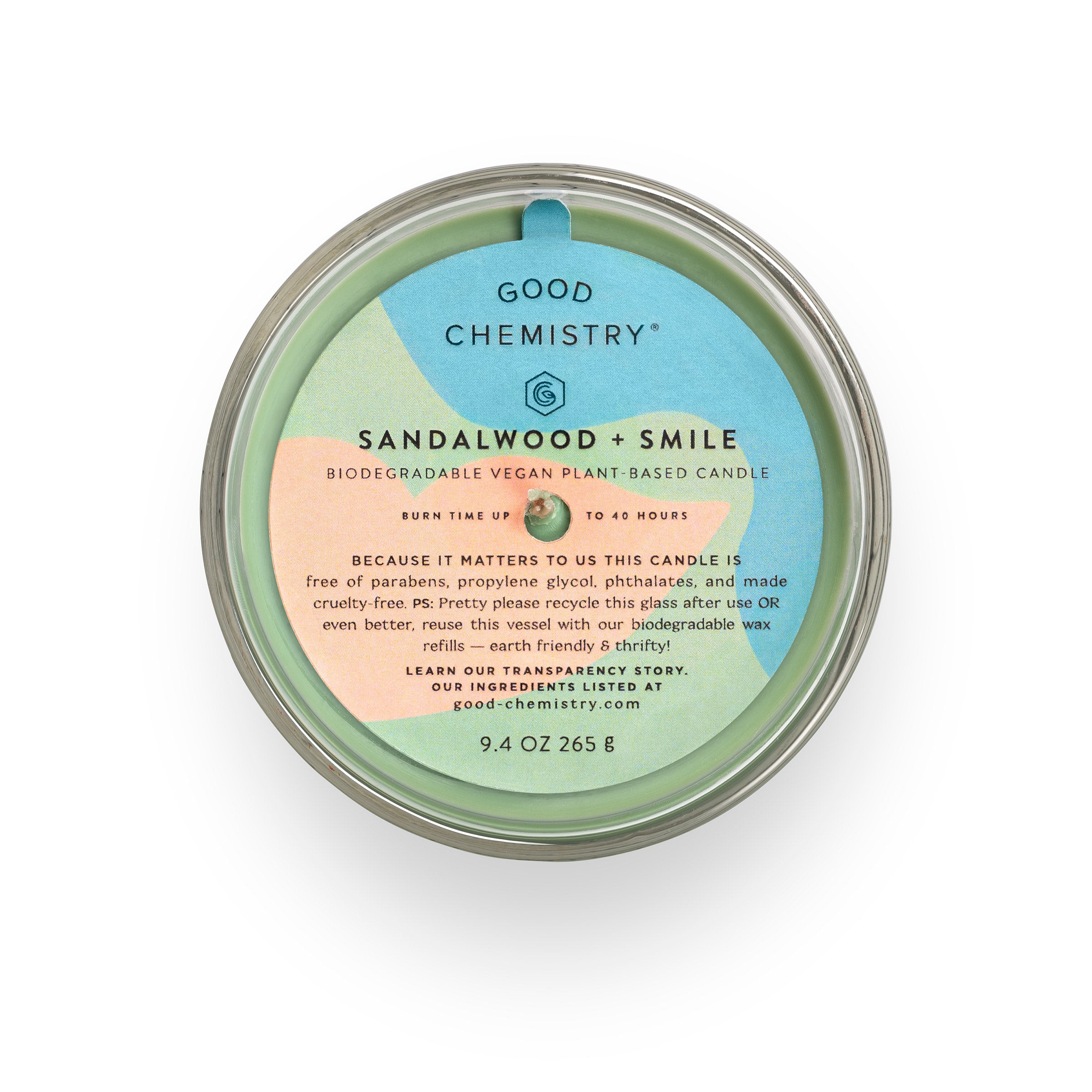 Sandalwood + Smile Reusable Glass Candle - Thumbnail 3